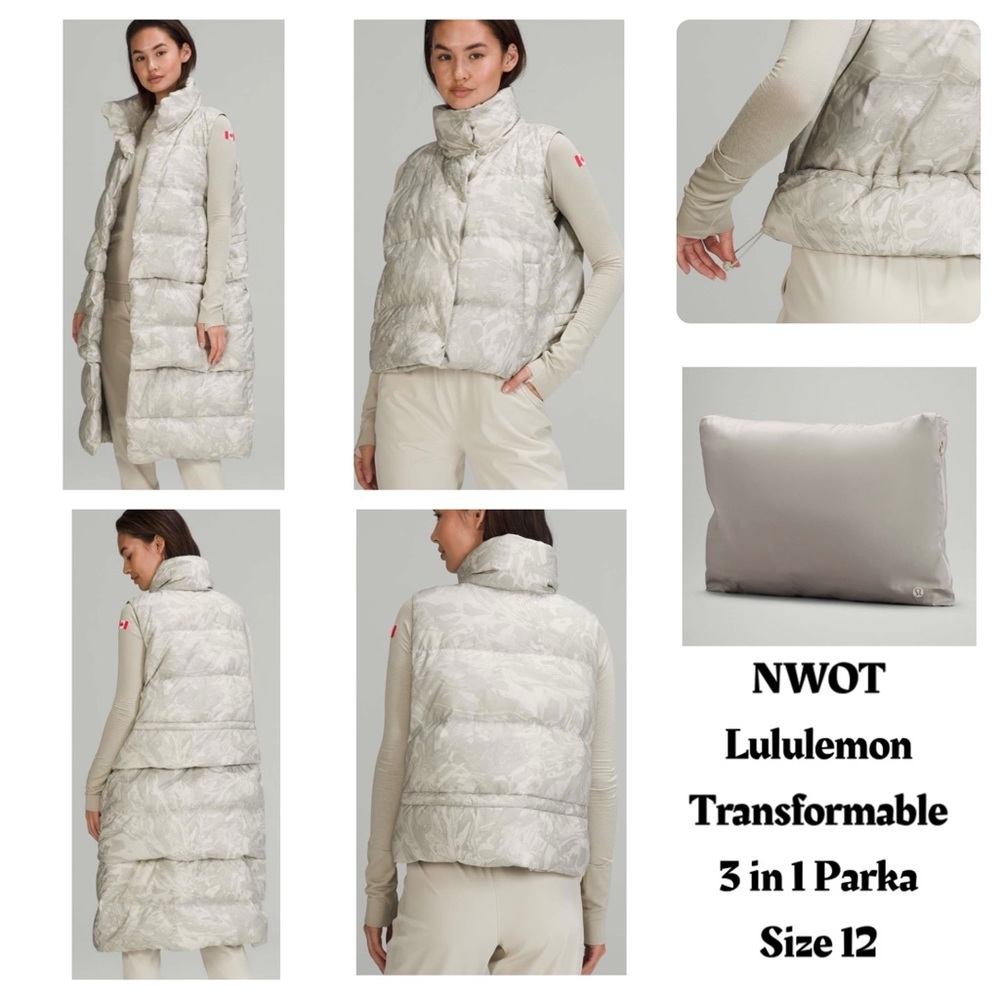 Lululemon Transformable 3in1 Parka Vest Maple Metamorphosis Neutral Size 12 Hike
